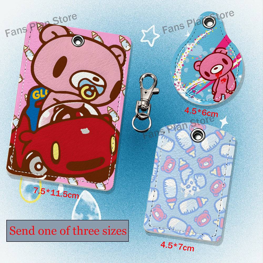 Lanyard Badge Holder - 만화 캐릭터 ‘G-Gloomy Bear’가 그려진 가죽