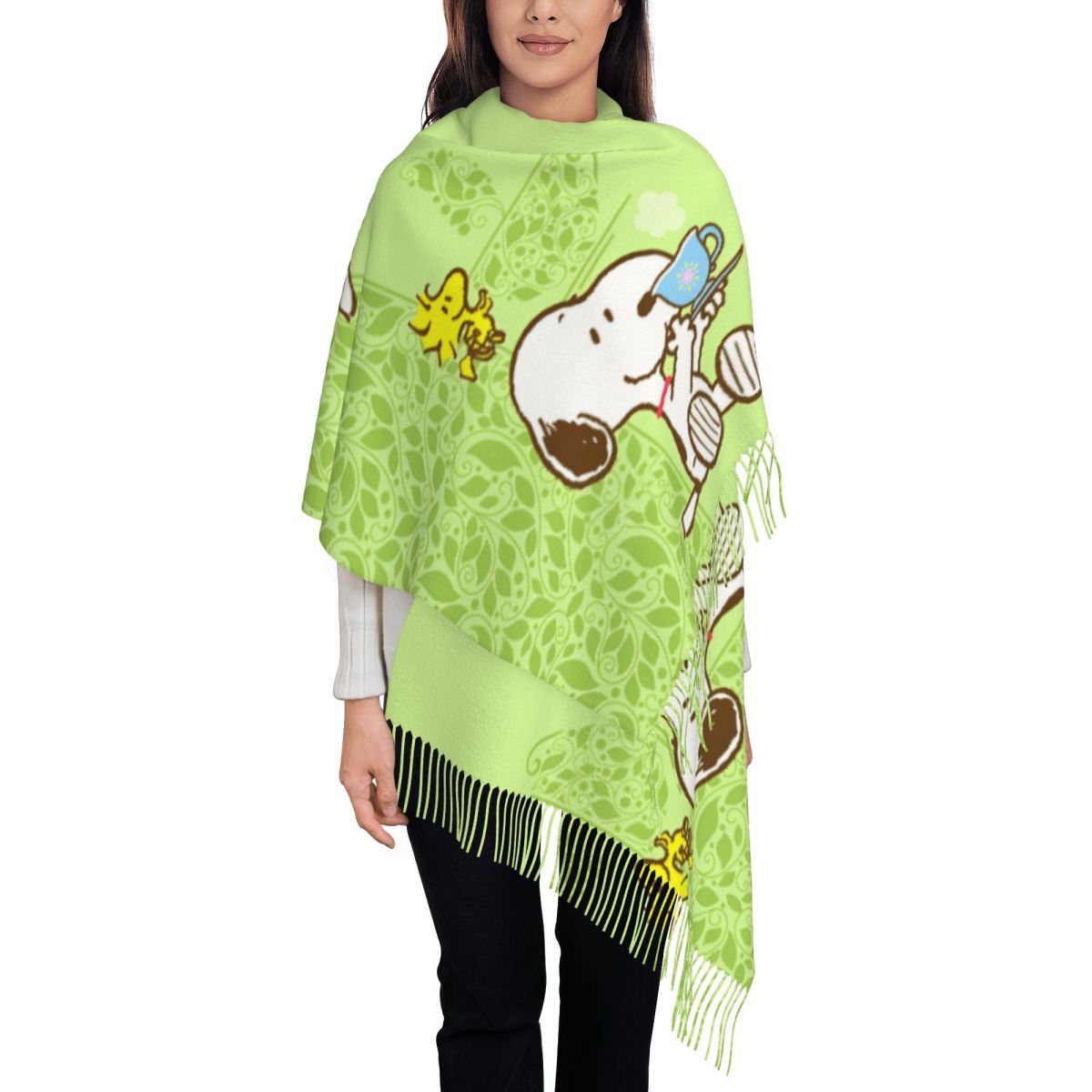 여성용 술 장식 스카프, 스누피 패턴, 봄에 어울리는  - Pashmina Wrap Large 리뷰 및 가격