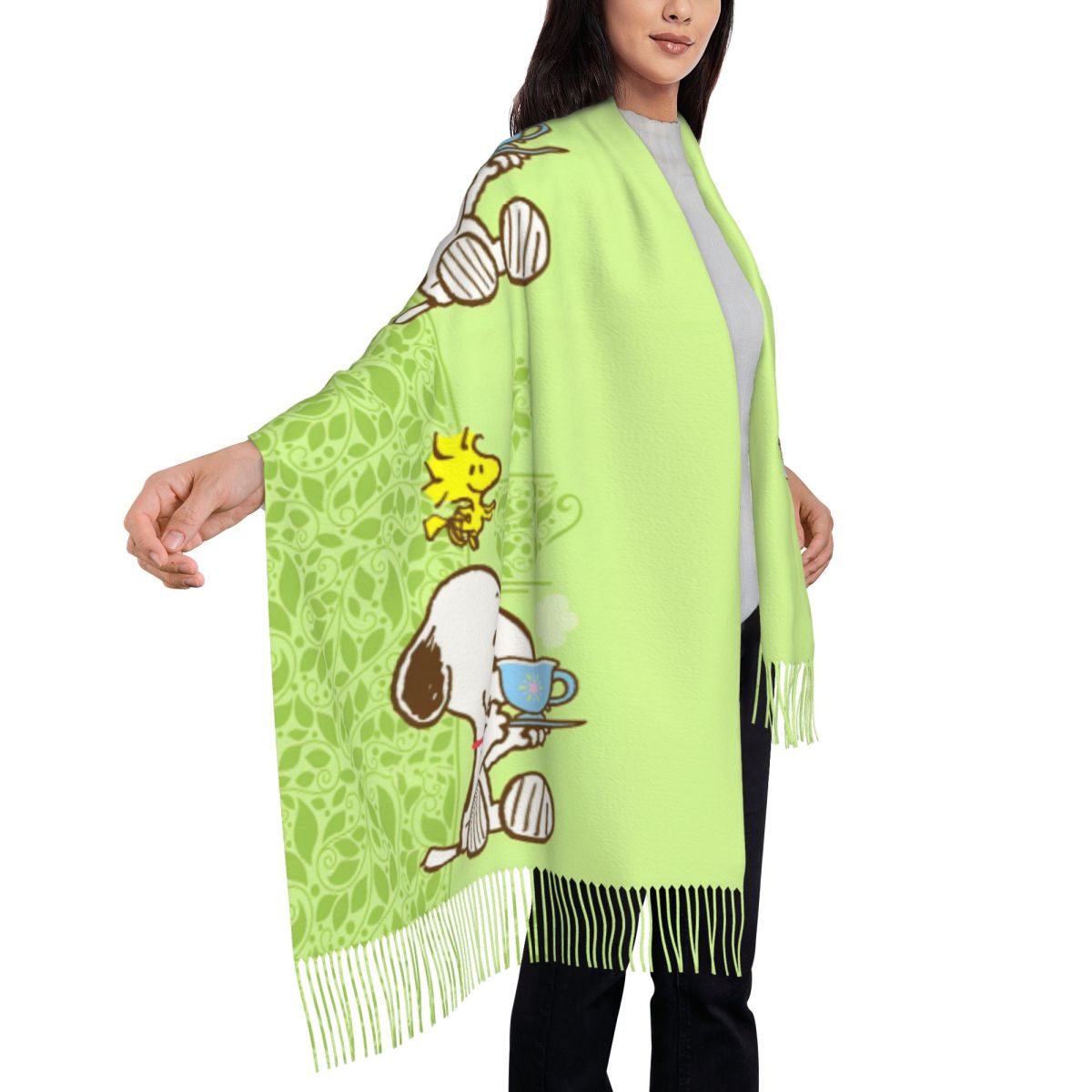 여성용 술 장식 스카프, 스누피 패턴, 봄에 어울리는  - Pashmina Wrap Large 리뷰 및 가격