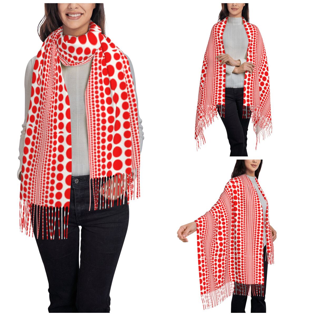여성용 빨간색 무한대 무늬의 도트 스카프, 따뜻한 겨울 - Infinity Scarf Knit 리뷰 및 가격