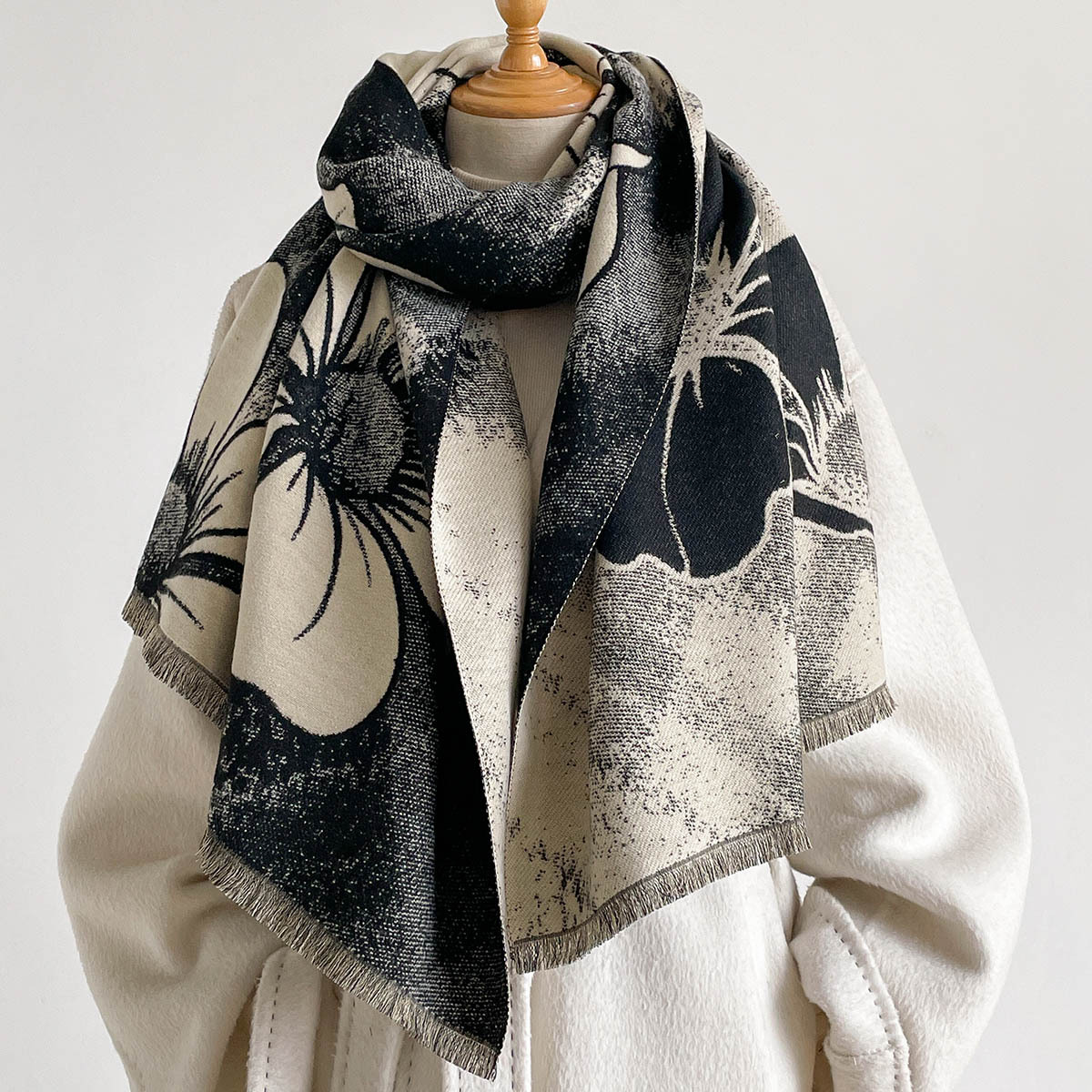 여성용 인조 캐시미어 스카프 프린지 두꺼운 따뜻한 숄  - Pashmina Wrap Large 리뷰 및 가격